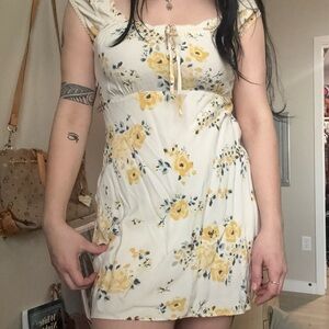 Kimchi Blue Yellow and Cream Floral Mini Dress